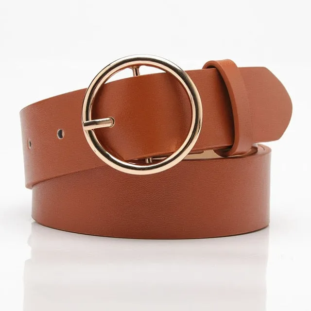2020 New Designer's Famous Brand Leatherhigh Quality Belt Fashion Alloy Double Ring Circle Buckle Girl Jeans Dress Wild Belts