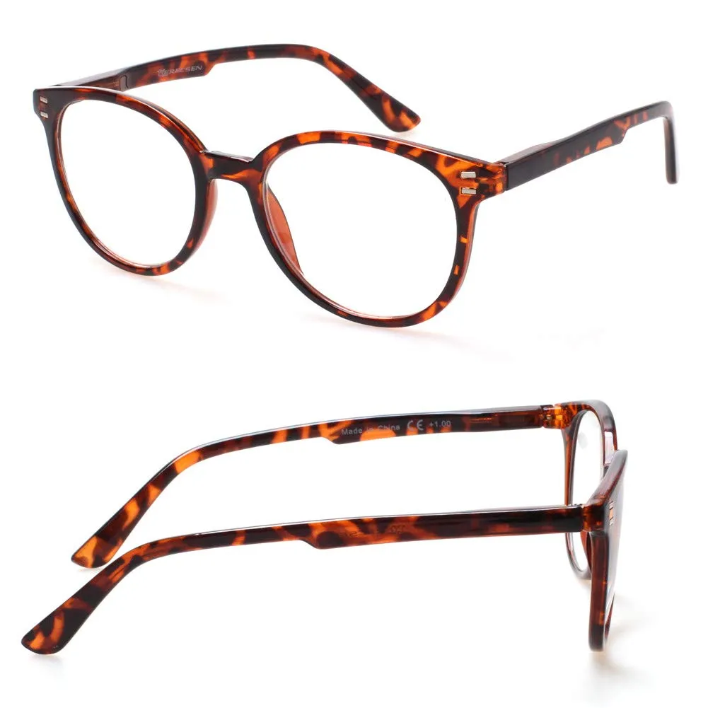 3 Pack Reading Glasses Spring Hinge Stylish Readers Black / Tortoise for Men and Women 3 Mix 3.0 x
