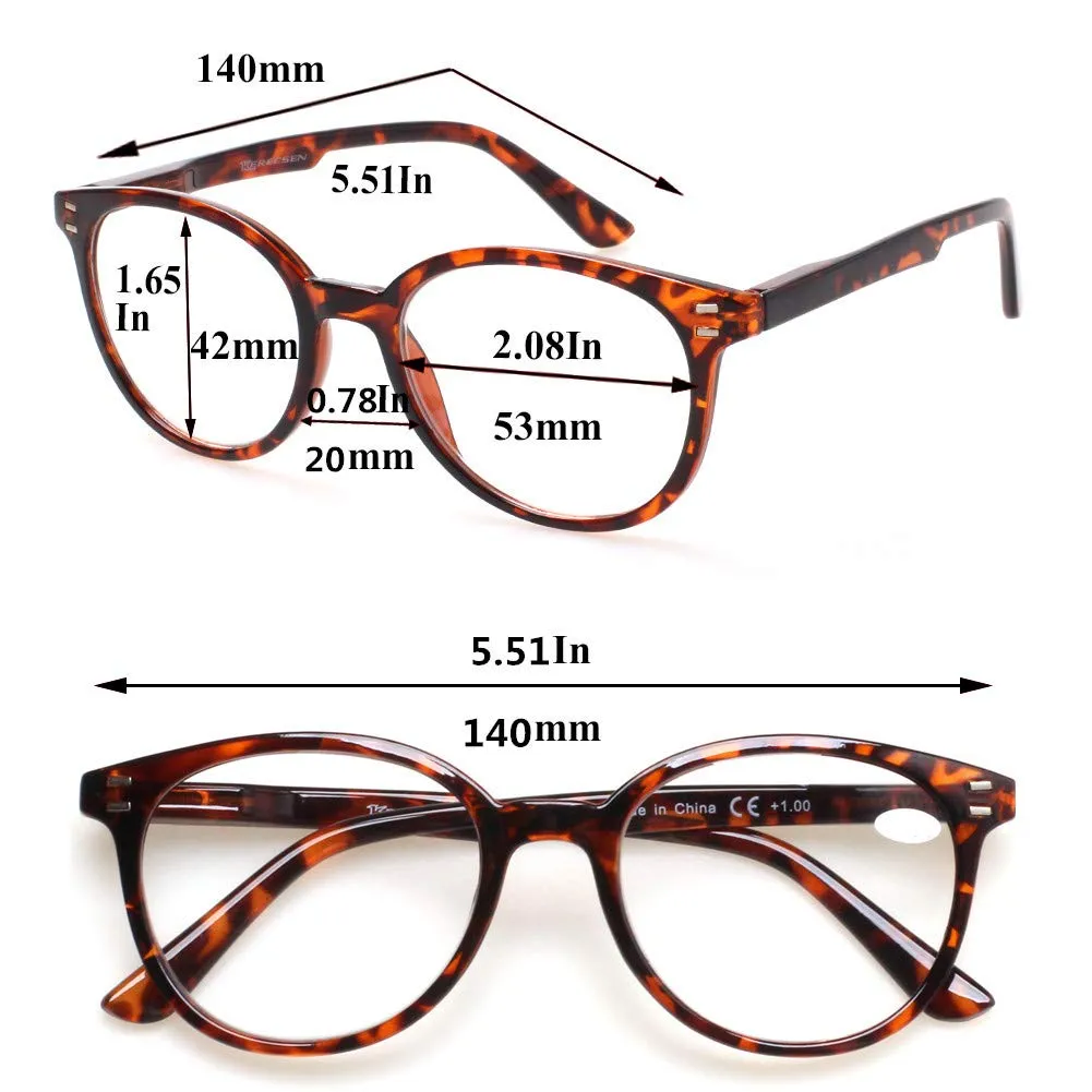 3 Pack Reading Glasses Spring Hinge Stylish Readers Black / Tortoise for Men and Women 3 Mix 3.0 x