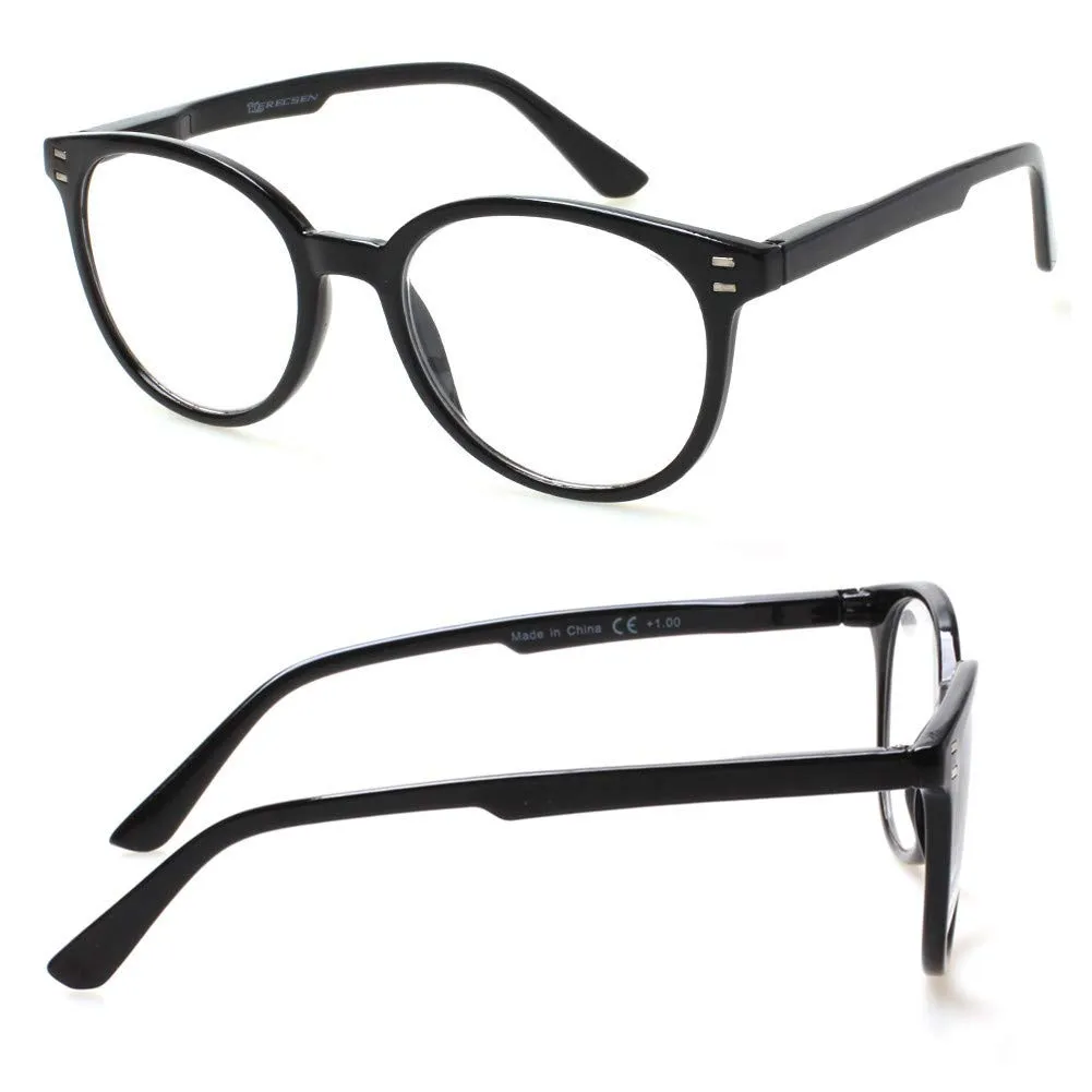 3 Pack Reading Glasses Spring Hinge Stylish Readers Black / Tortoise for Men and Women 3 Mix 3.0 x