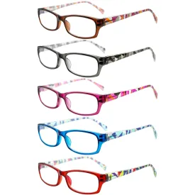 5 Pack Computer Reading Glasses Men and Women Anti Eyestrain Blue Light Blocking Glasses for Reading 5 Mix-3 1.5 x