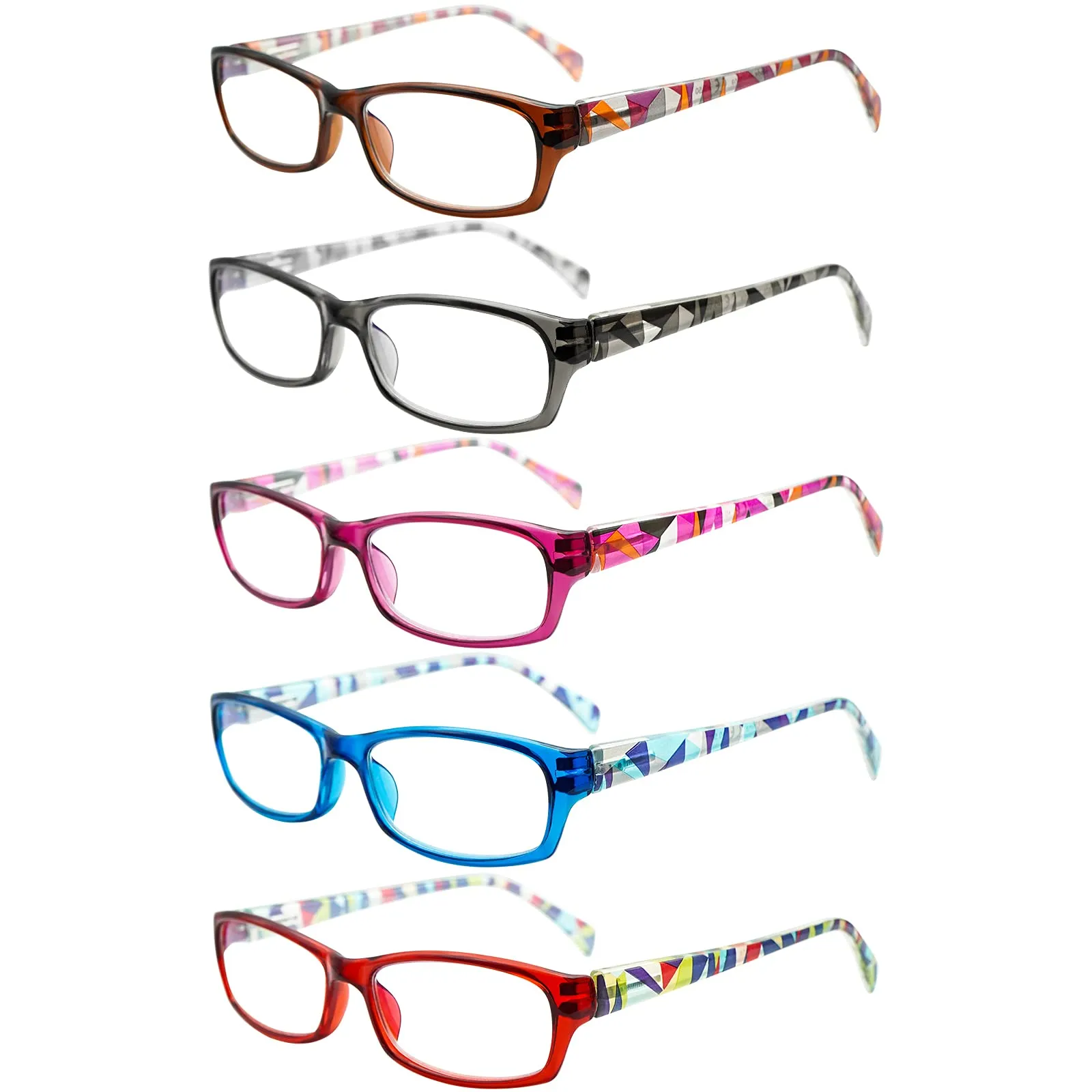 5 Pack Computer Reading Glasses Men and Women Anti Eyestrain Blue Light Blocking Glasses for Reading 5 Mix-3 1.5 x