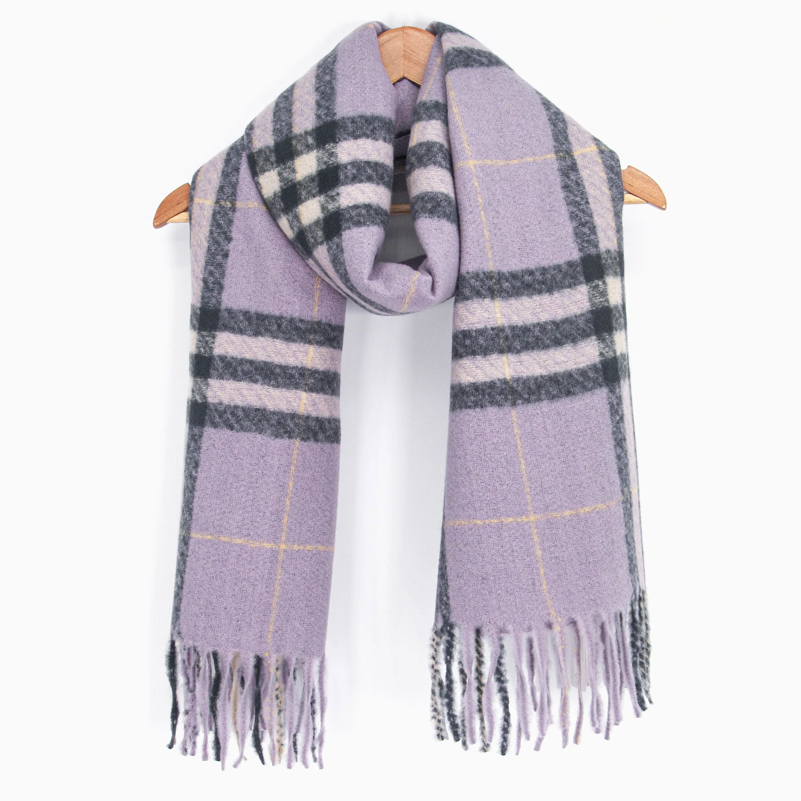 Alba Heavyweight Scarf - Lilac, Traditional Check