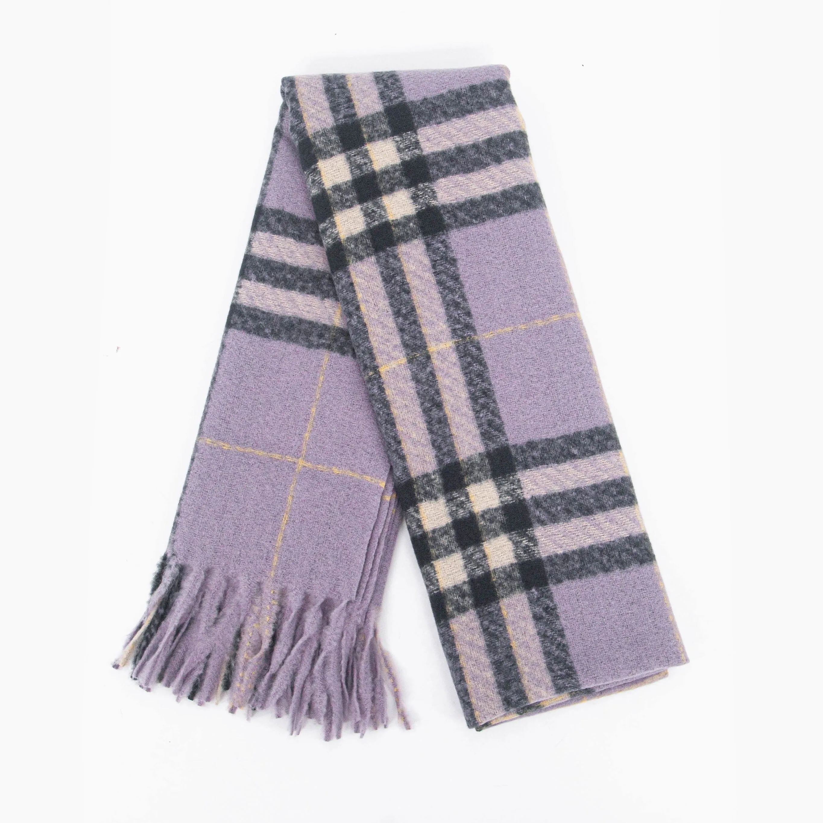 Alba Heavyweight Scarf - Lilac, Traditional Check