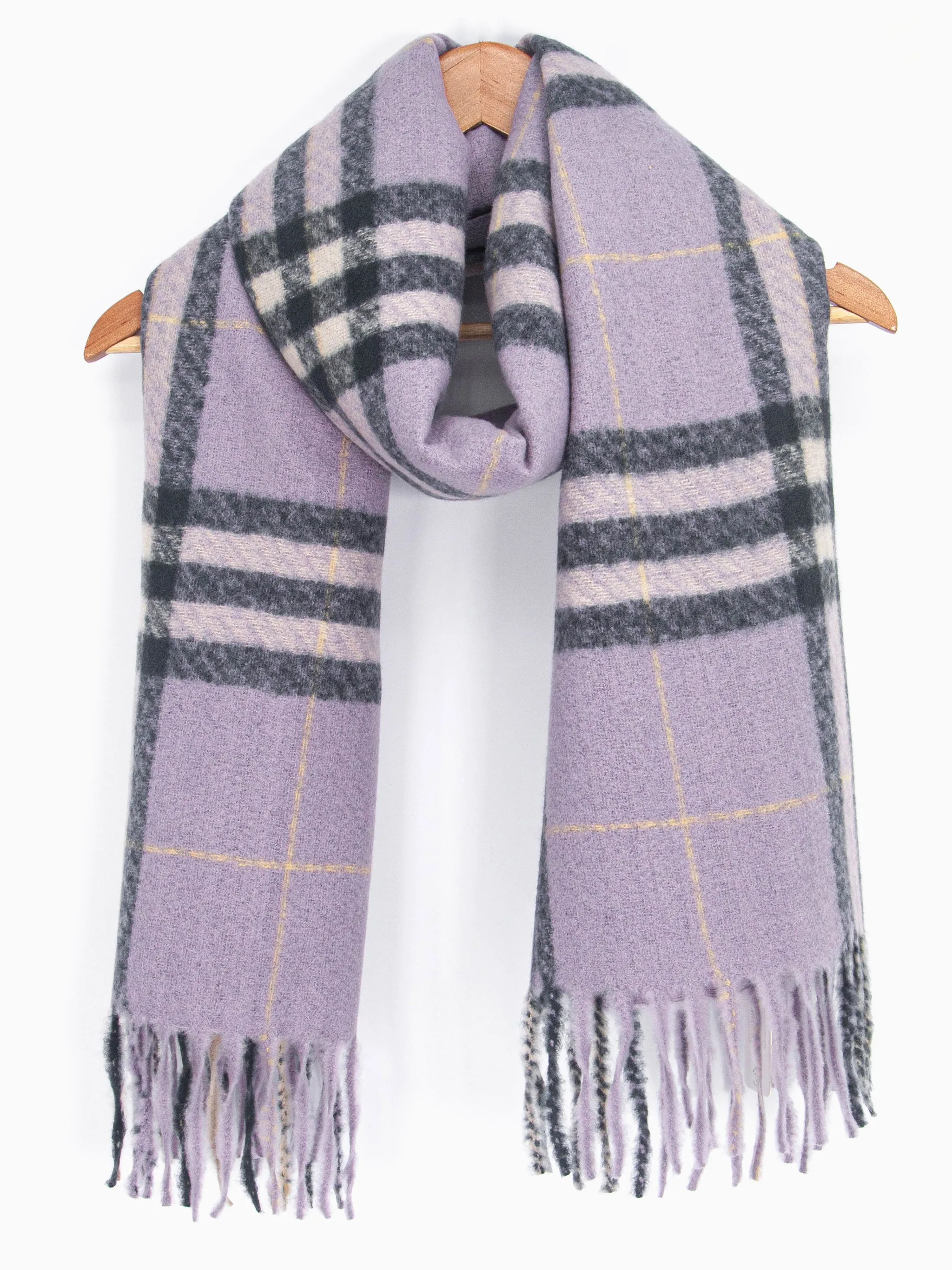Alba Heavyweight Scarf - Lilac, Traditional Check