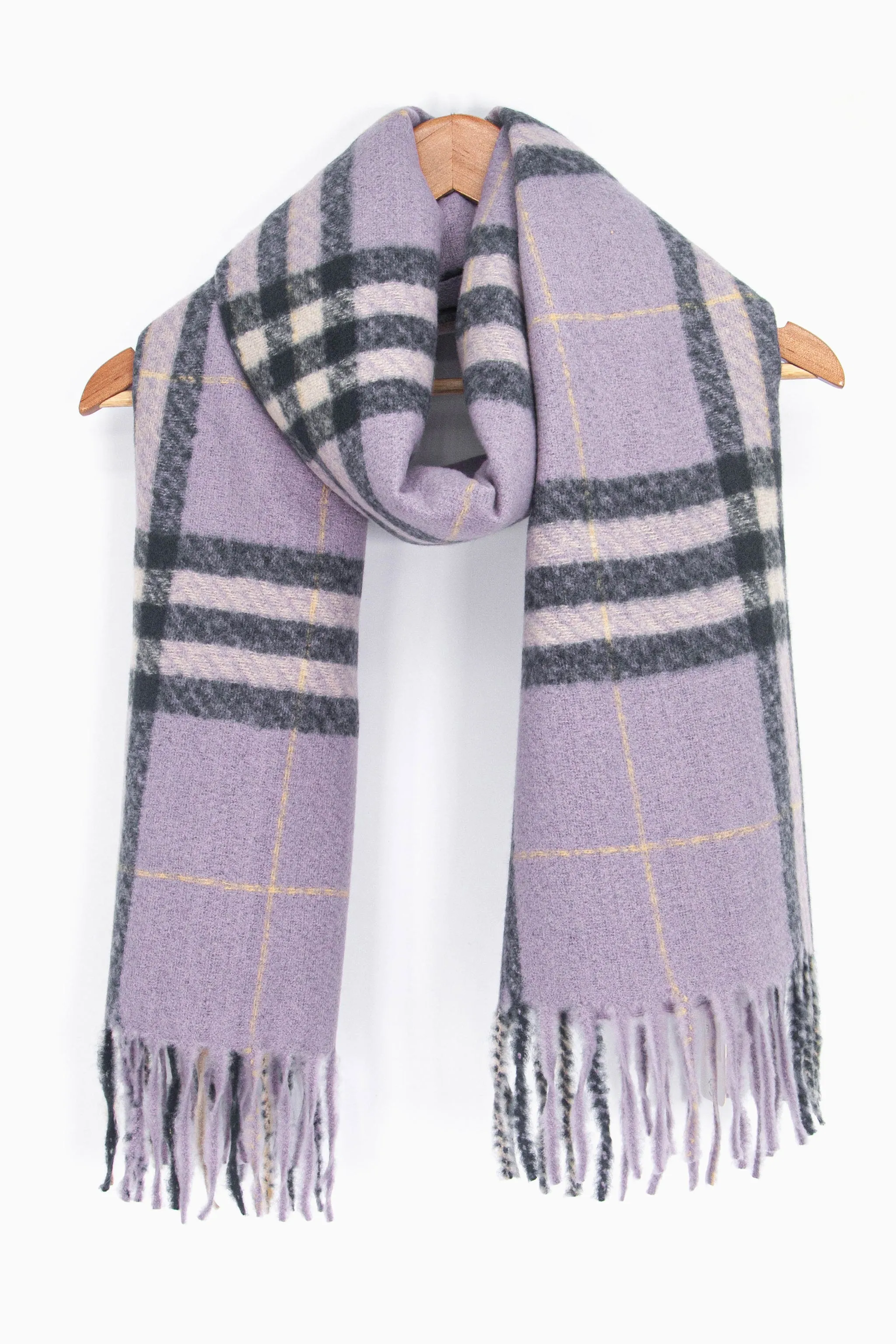 Alba Heavyweight Scarf - Lilac, Traditional Check