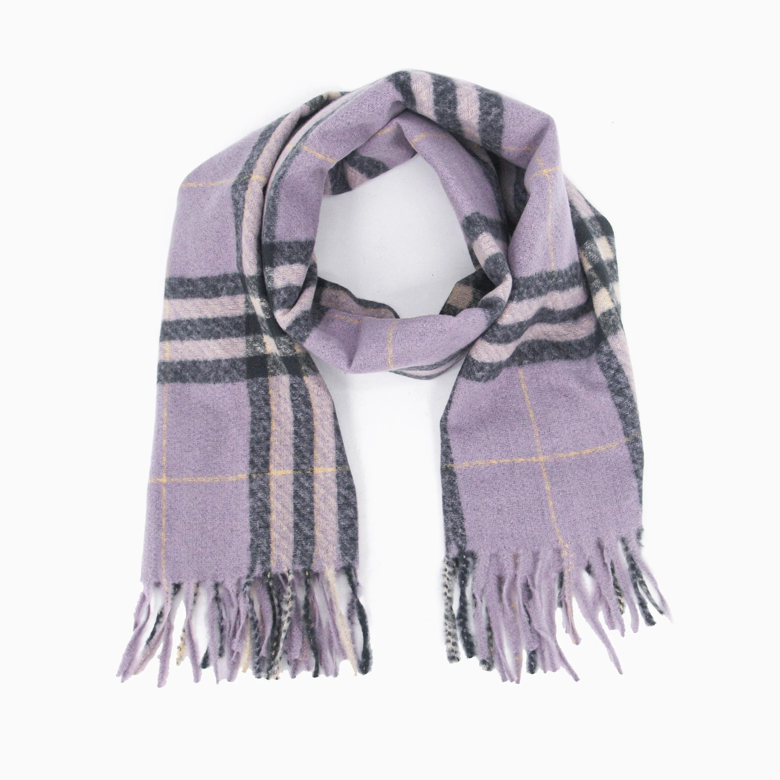 Alba Heavyweight Scarf - Lilac, Traditional Check
