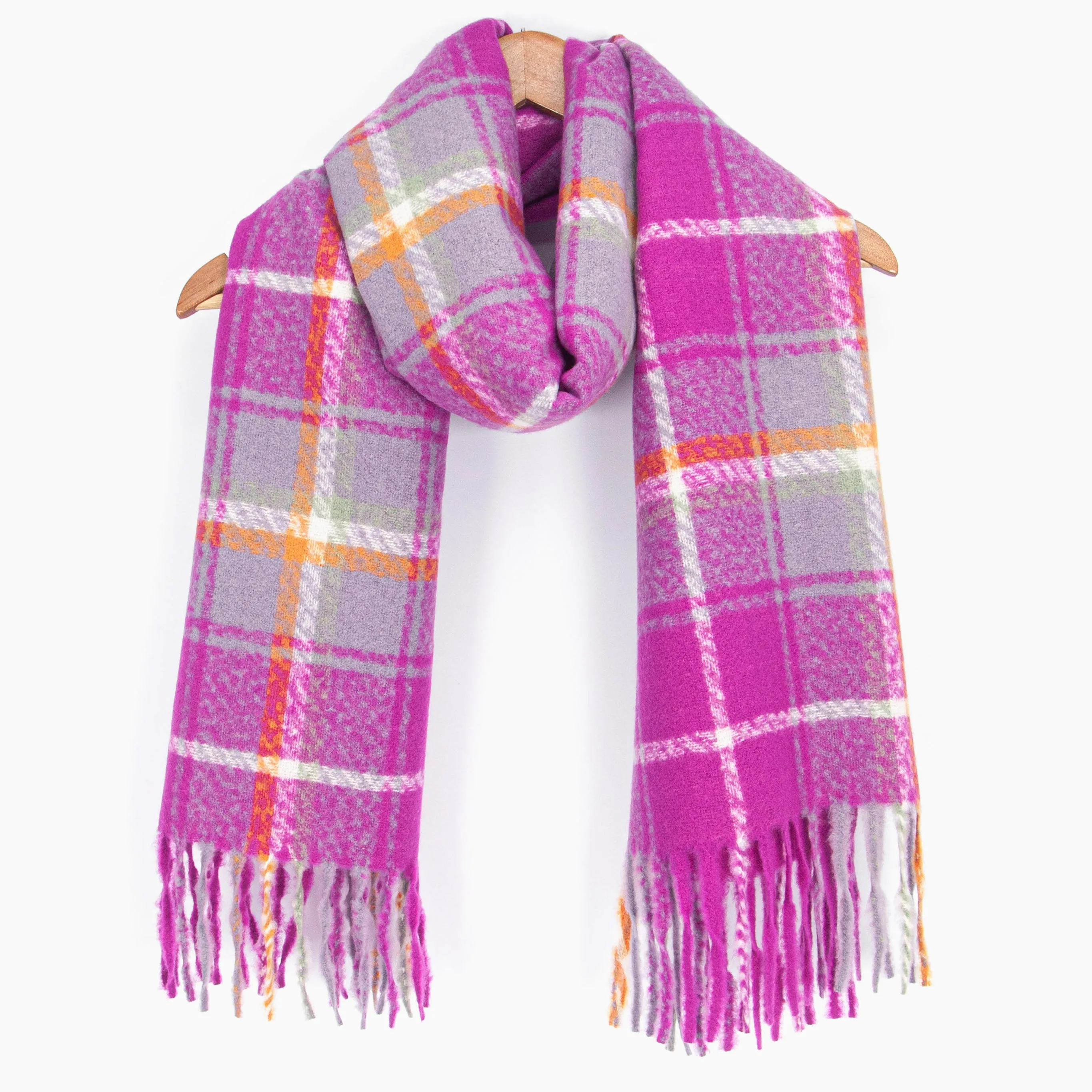 Alba Heavyweight Scarf - Violet, Traditional Check