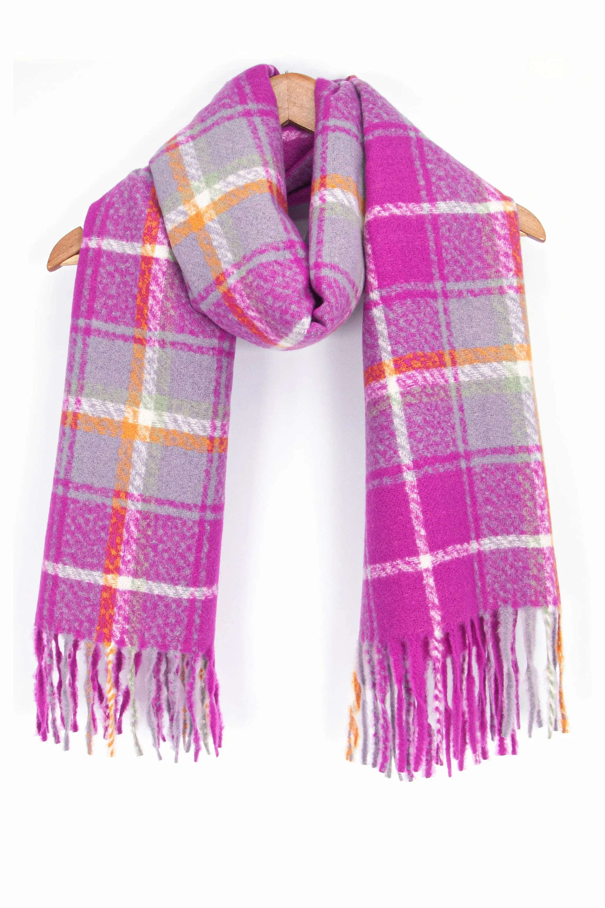 Alba Heavyweight Scarf - Violet, Traditional Check