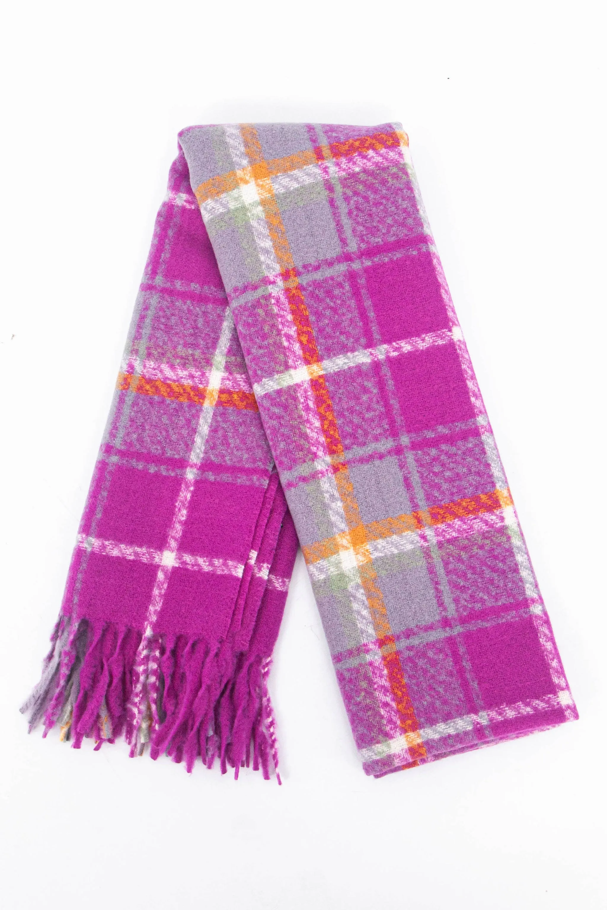 Alba Heavyweight Scarf - Violet, Traditional Check