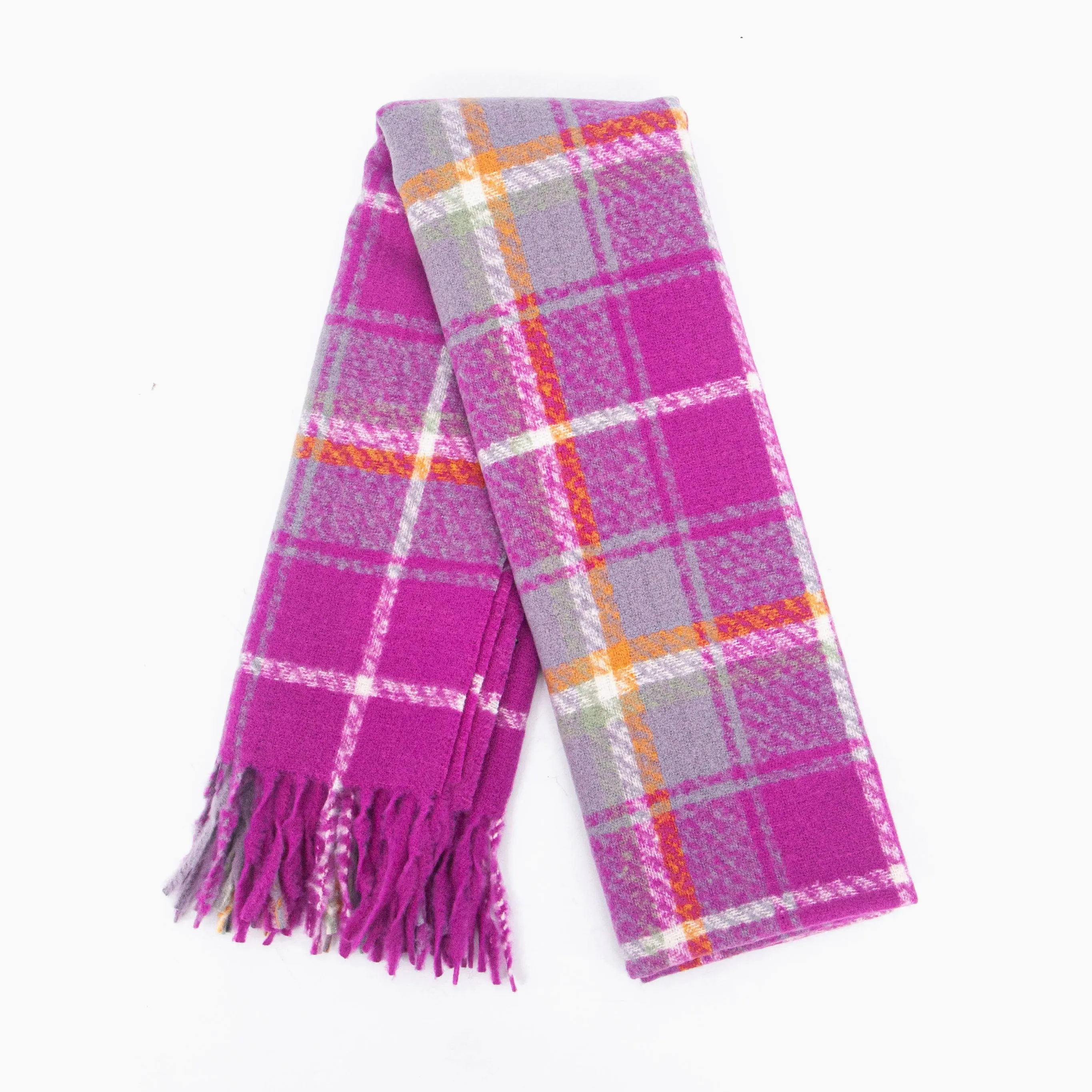 Alba Heavyweight Scarf - Violet, Traditional Check
