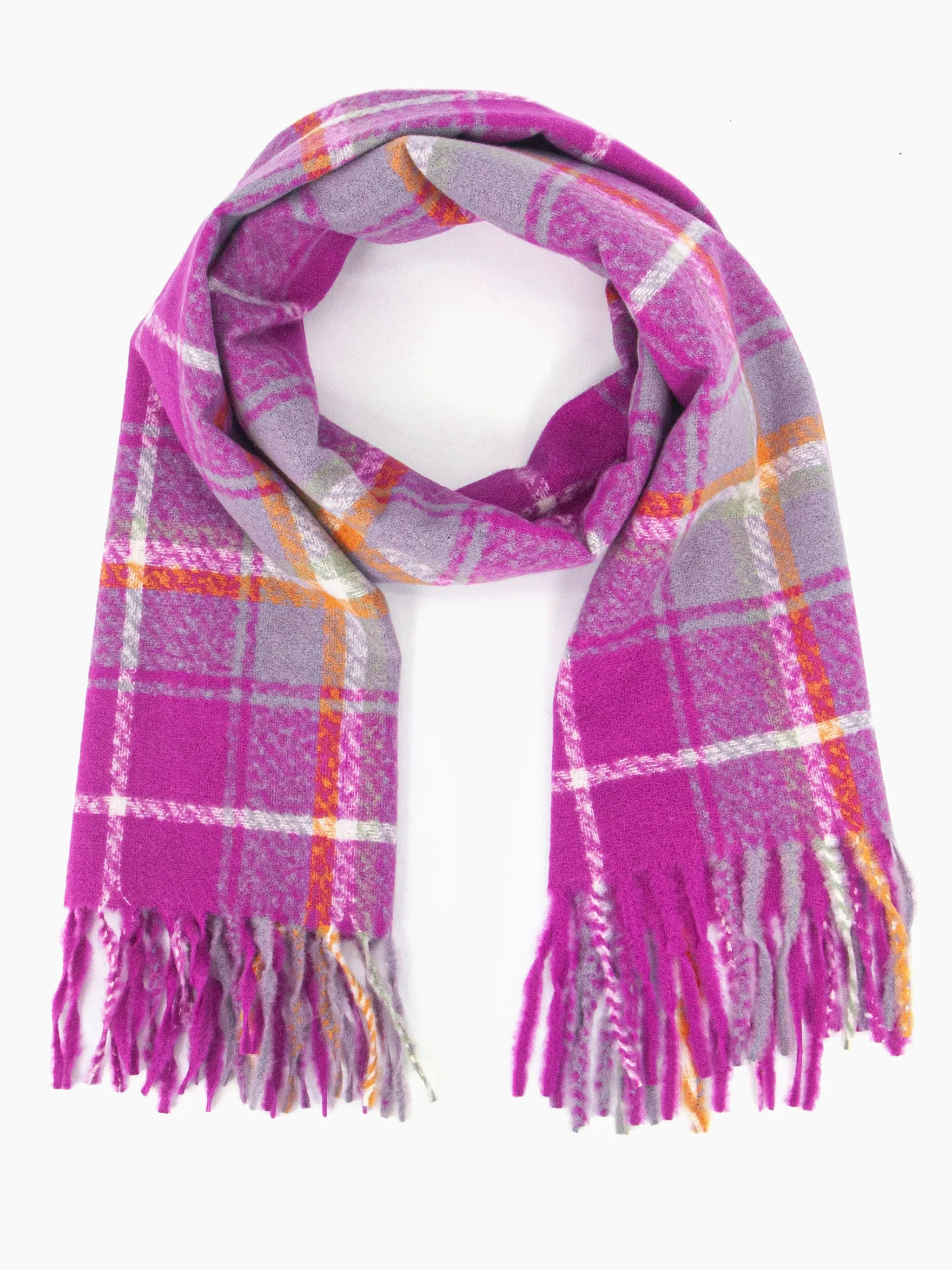 Alba Heavyweight Scarf - Violet, Traditional Check