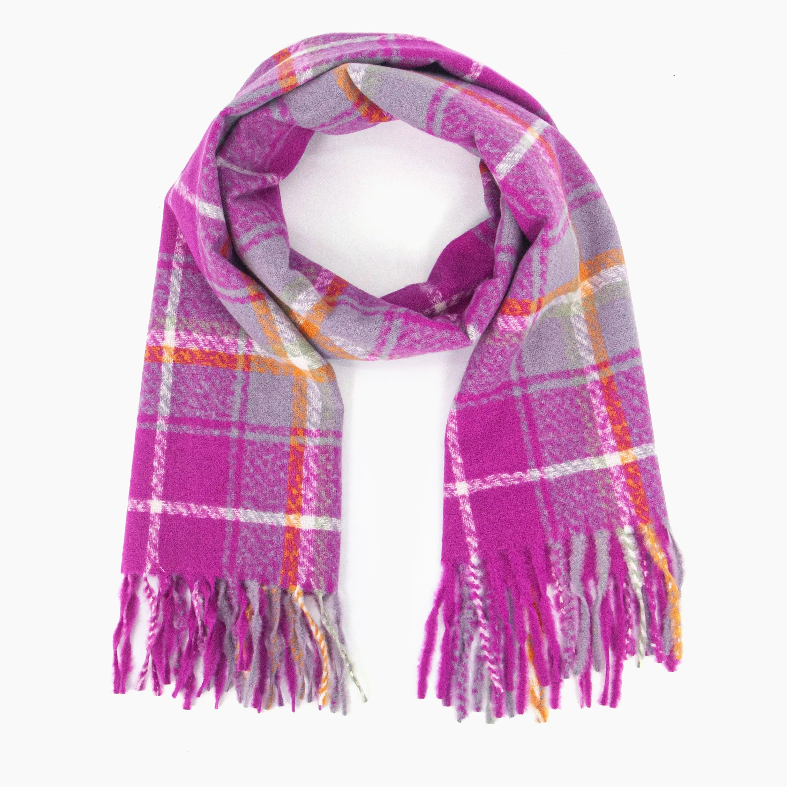 Alba Heavyweight Scarf - Violet, Traditional Check