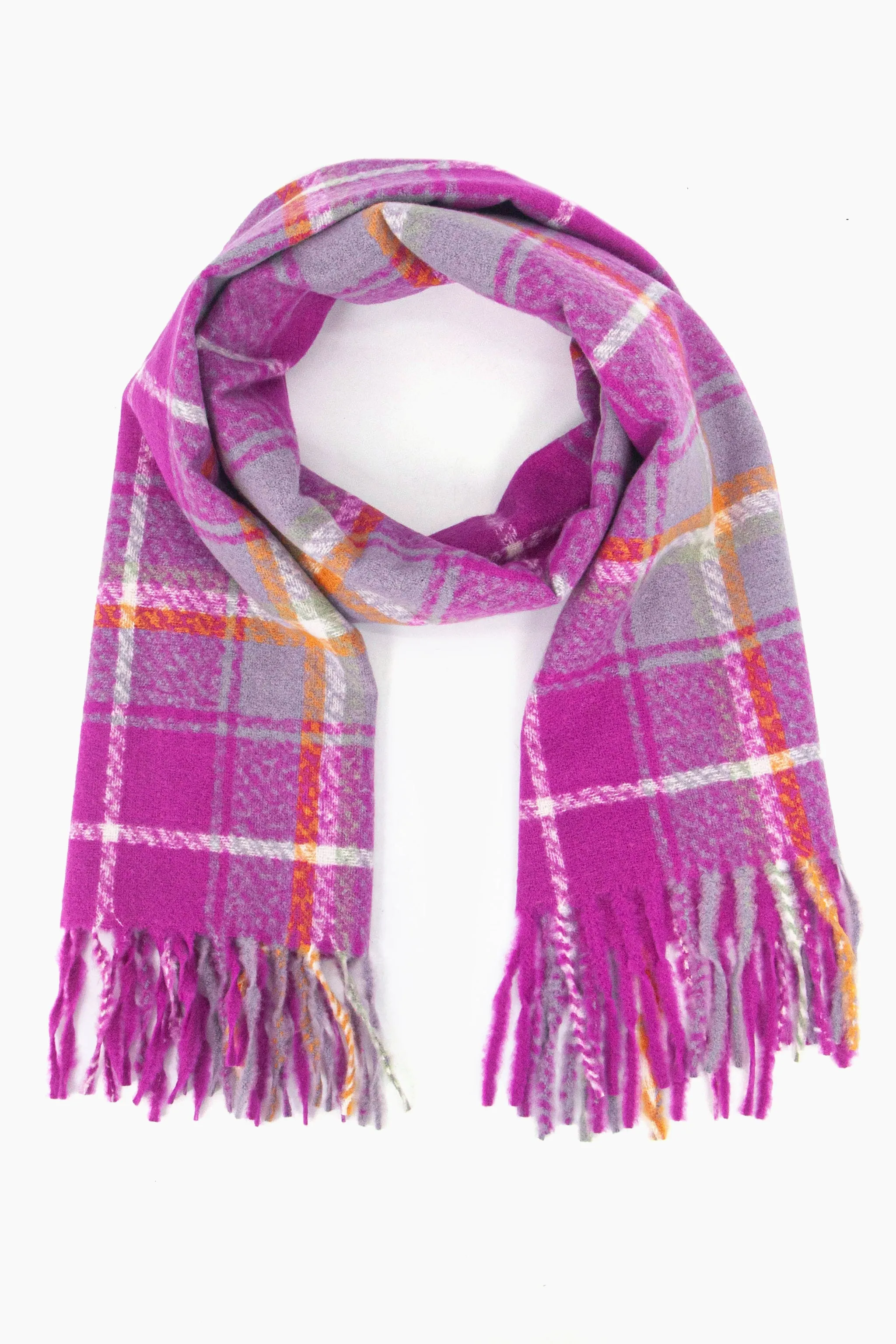Alba Heavyweight Scarf - Violet, Traditional Check