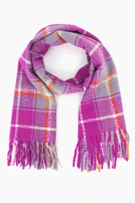 Alba Heavyweight Scarf - Violet, Traditional Check
