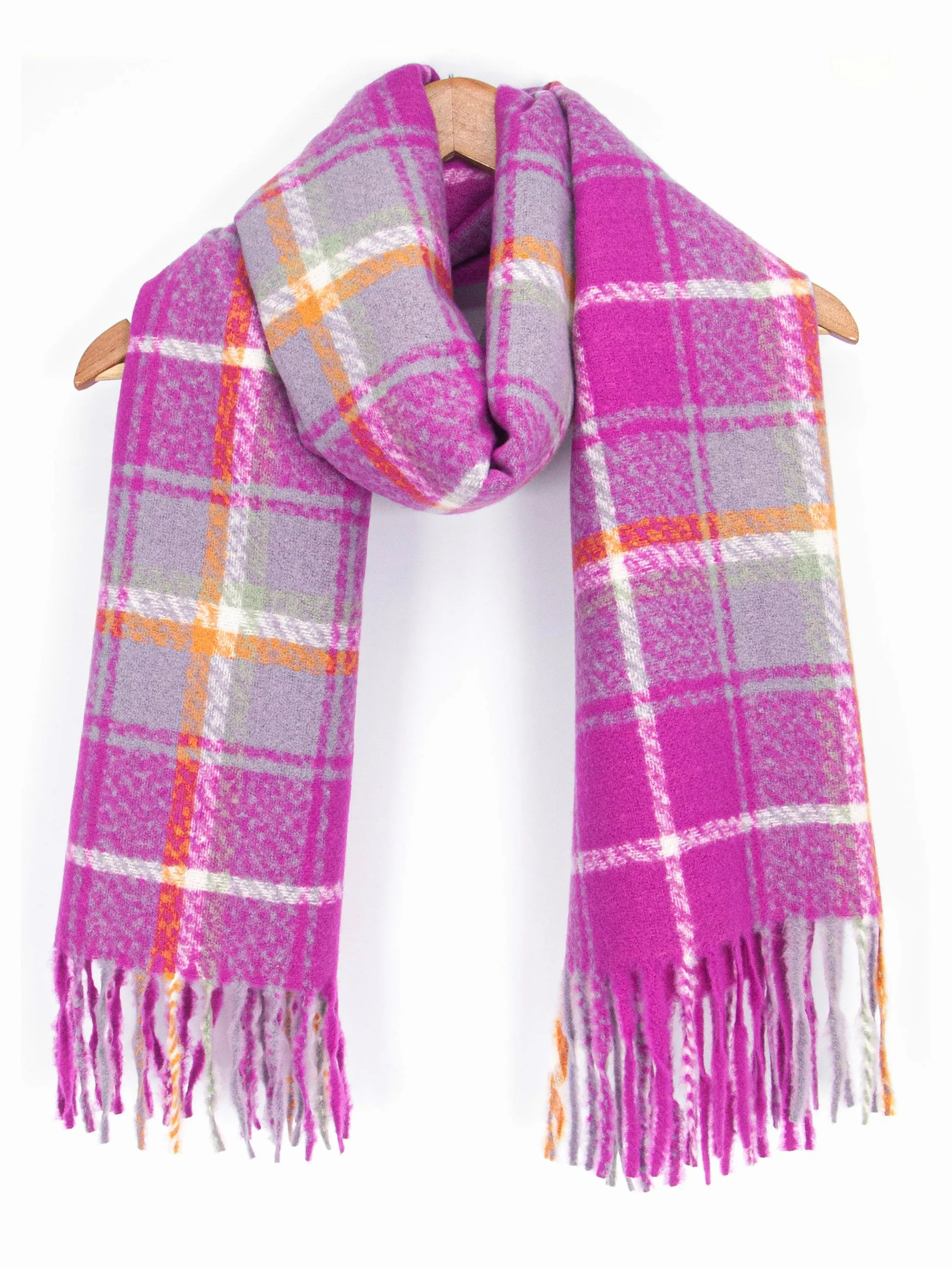Alba Heavyweight Scarf - Violet, Traditional Check