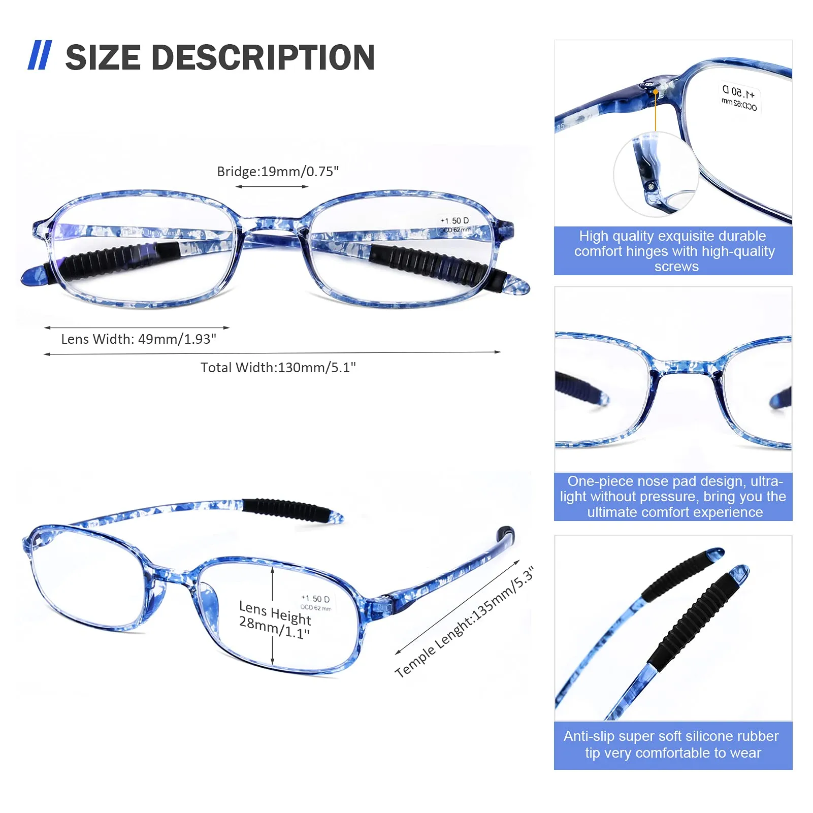 AQWANO 4 Pack Computer Reading Glasses Blue Light Blocking Lightweight TR90 Flexible Frame UV Protection Readers for Women Men  1.0 1.0 x