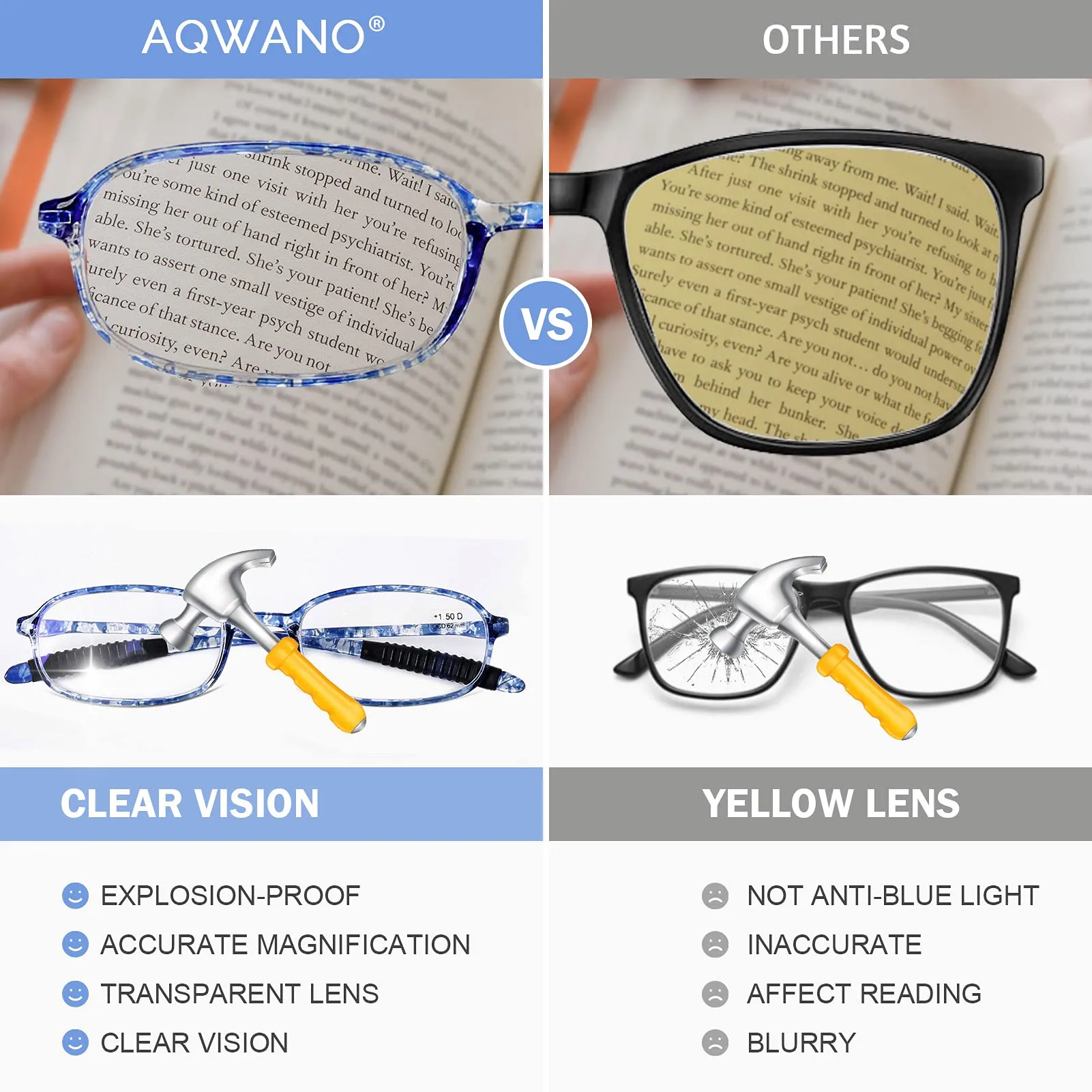 AQWANO 4 Pack Computer Reading Glasses Blue Light Blocking Lightweight TR90 Flexible Frame UV Protection Readers for Women Men  1.0 1.0 x