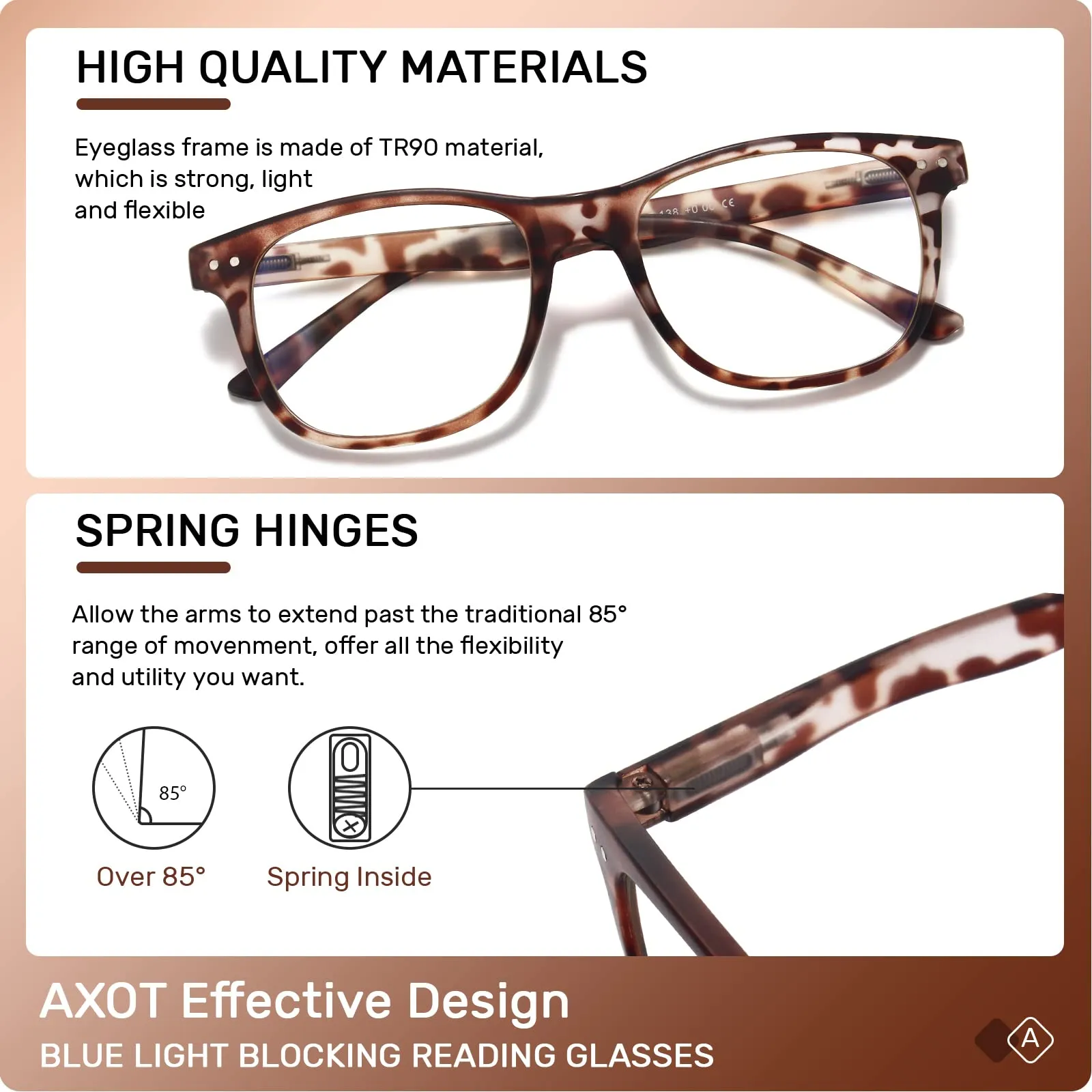 Axot 6 Pack Reading Glasses Blue Light Blocking for Women/Men, Lightweight Fashion Quality Readers with Comfort Spring Hinge 6 Pack Mix 1.5 x