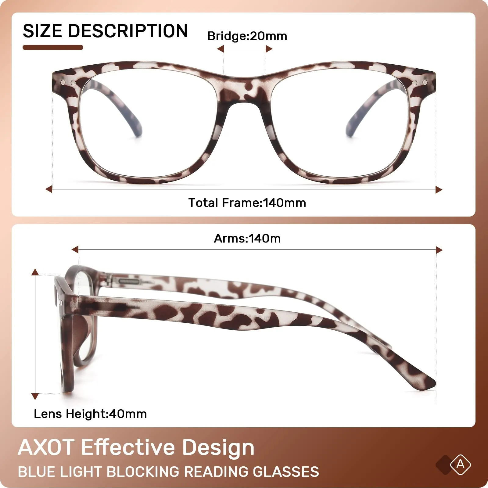 Axot 6 Pack Reading Glasses Blue Light Blocking for Women/Men, Lightweight Fashion Quality Readers with Comfort Spring Hinge 6 Pack Mix 1.5 x
