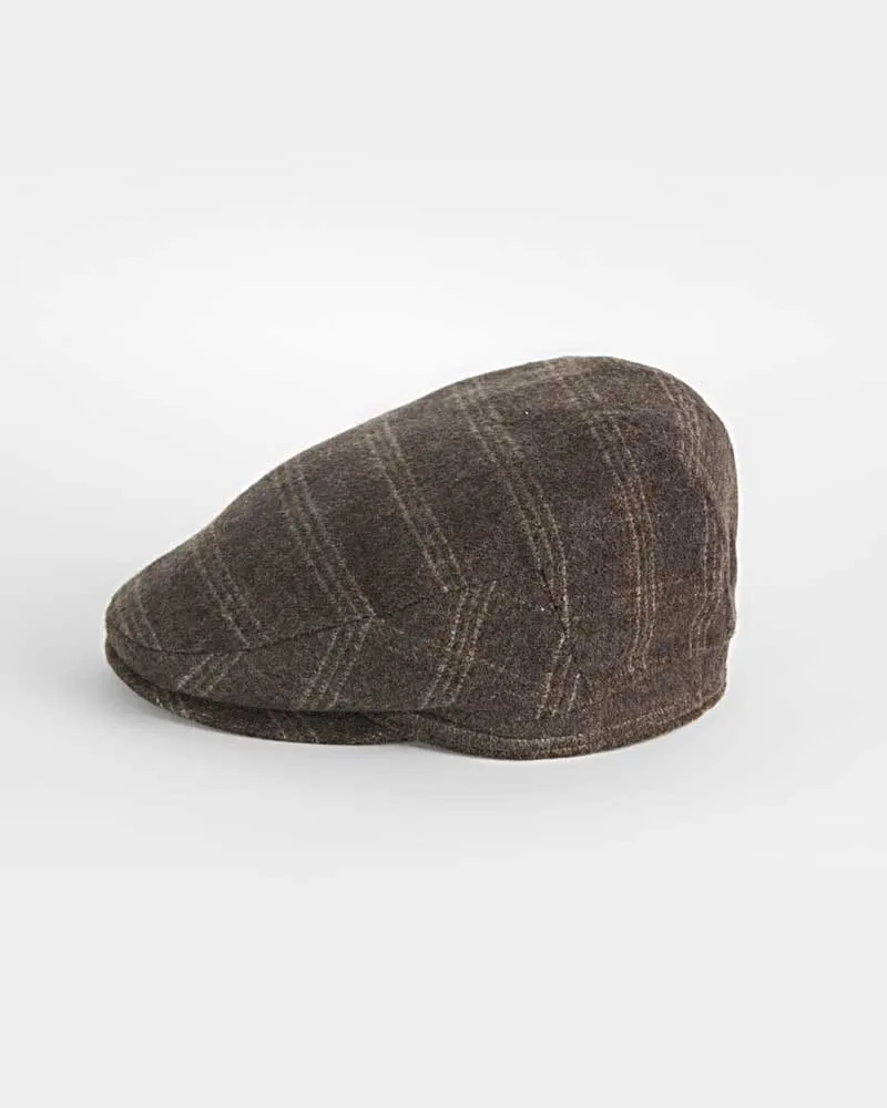 Brown Loden Check Wool & Alpaca Harlem Cap
