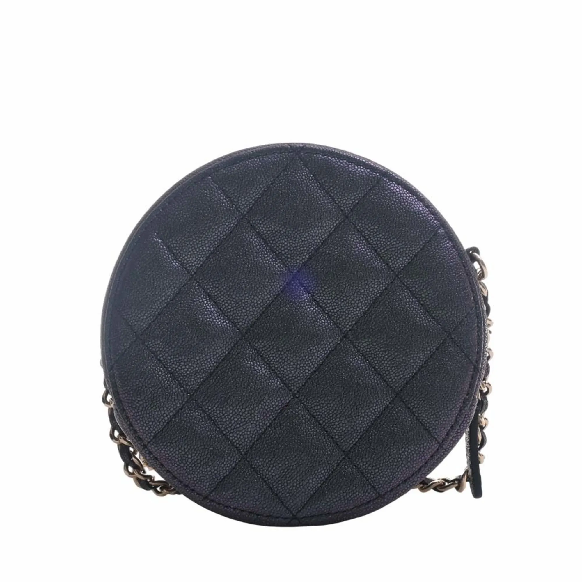 Chanel Caviar Skin Matelasse Coco Mark Chain Shoulder Bag Metallic Women's