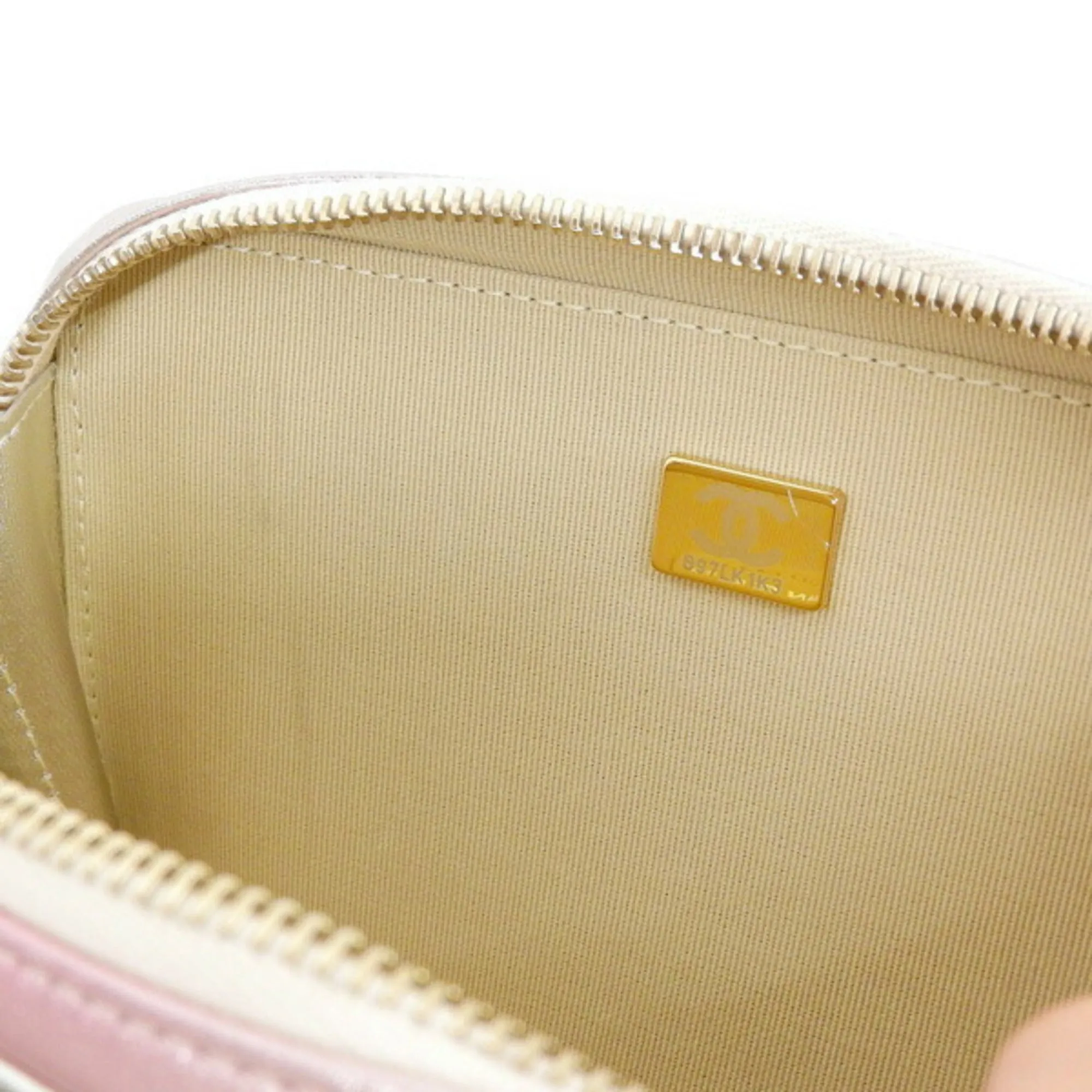 Chanel Leather Matelasse Coco Mark Chain Shoulder Bag Metallic Pink Ladies