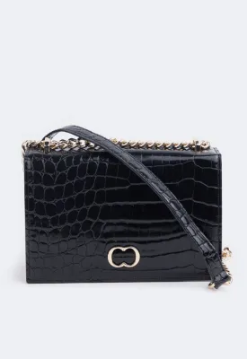 Choice Embossed Croc Cross Body Bag Black