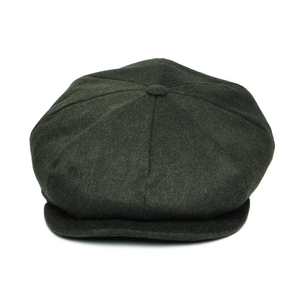 City Sport Loden Wool Deep Fit Newsboy Cap - Dark Green