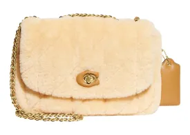 Coach Shoulder Bag In Shearling With Quilting Pillow Madison Natural