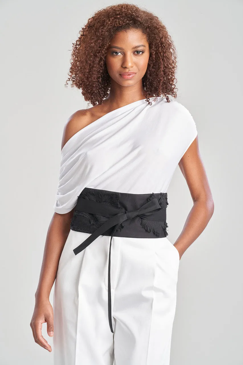 Cotton Poplin Applique Obi Belt