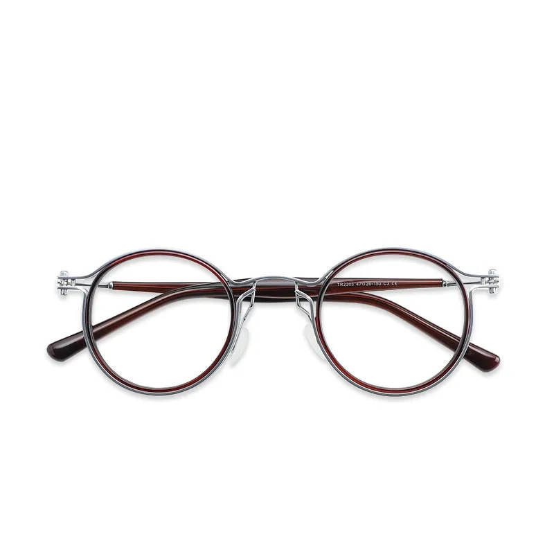Cubojue Unisex Full Rim Round Alloy Hyperopic Reading Glasses
