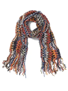 Earth Tone Multi Yarn Fringe Scarf - Sweet Pea