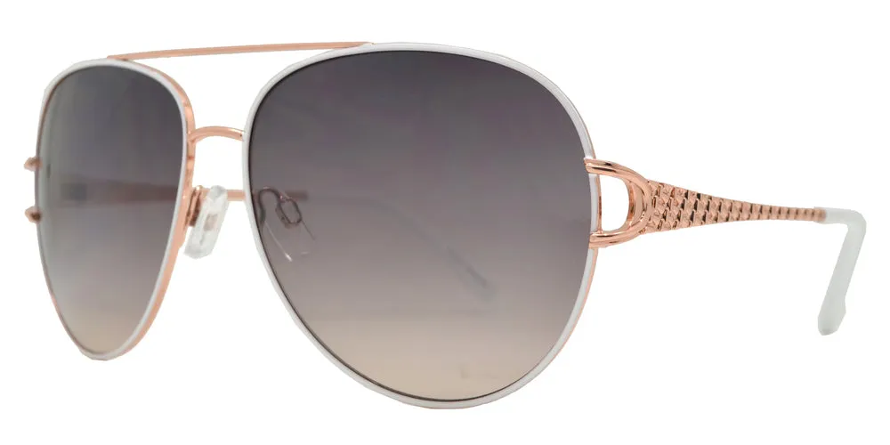 FC 6450 - Classic Metal Aviator Decorative Temple Sunglasses