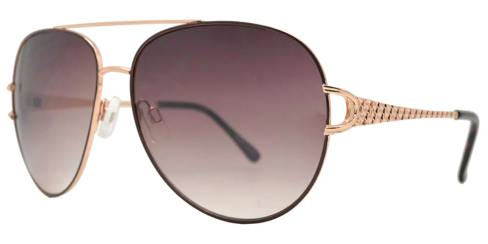 FC 6450 - Classic Metal Aviator Decorative Temple Sunglasses