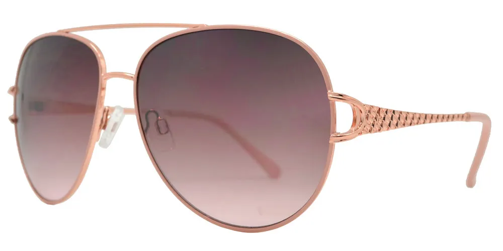 FC 6450 - Classic Metal Aviator Decorative Temple Sunglasses