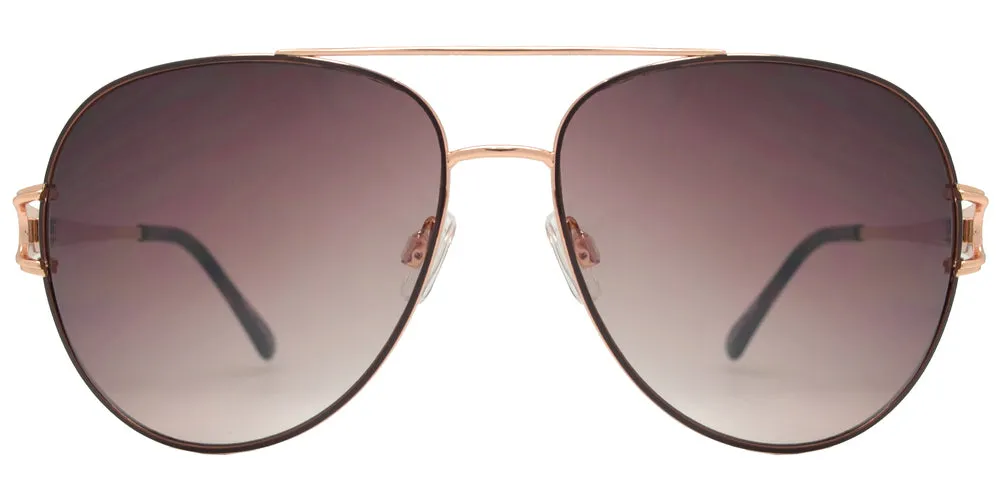 FC 6450 - Classic Metal Aviator Decorative Temple Sunglasses