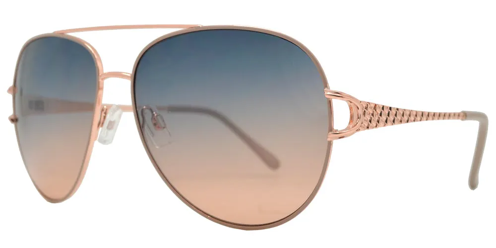 FC 6450 - Classic Metal Aviator Decorative Temple Sunglasses
