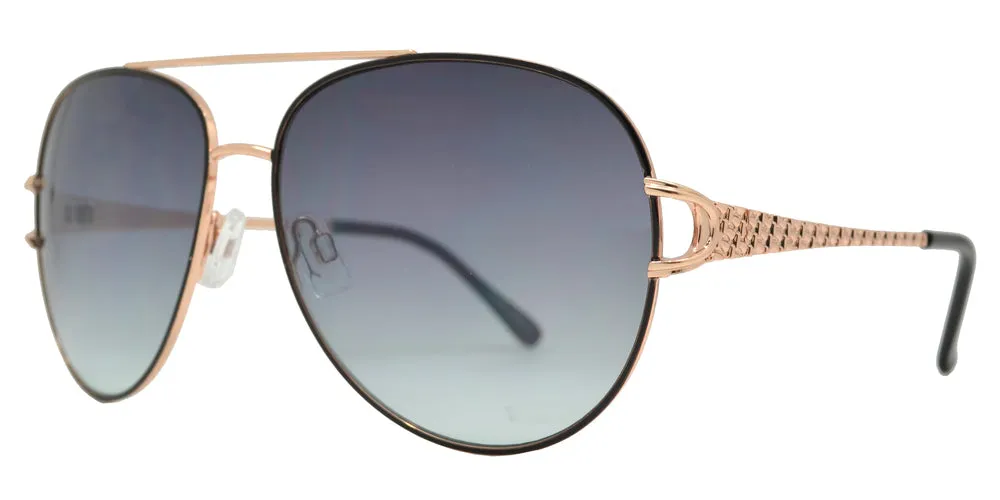 FC 6450 - Classic Metal Aviator Decorative Temple Sunglasses