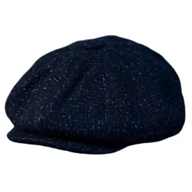 Flecked Navy Blue Wool Newsboy Cap