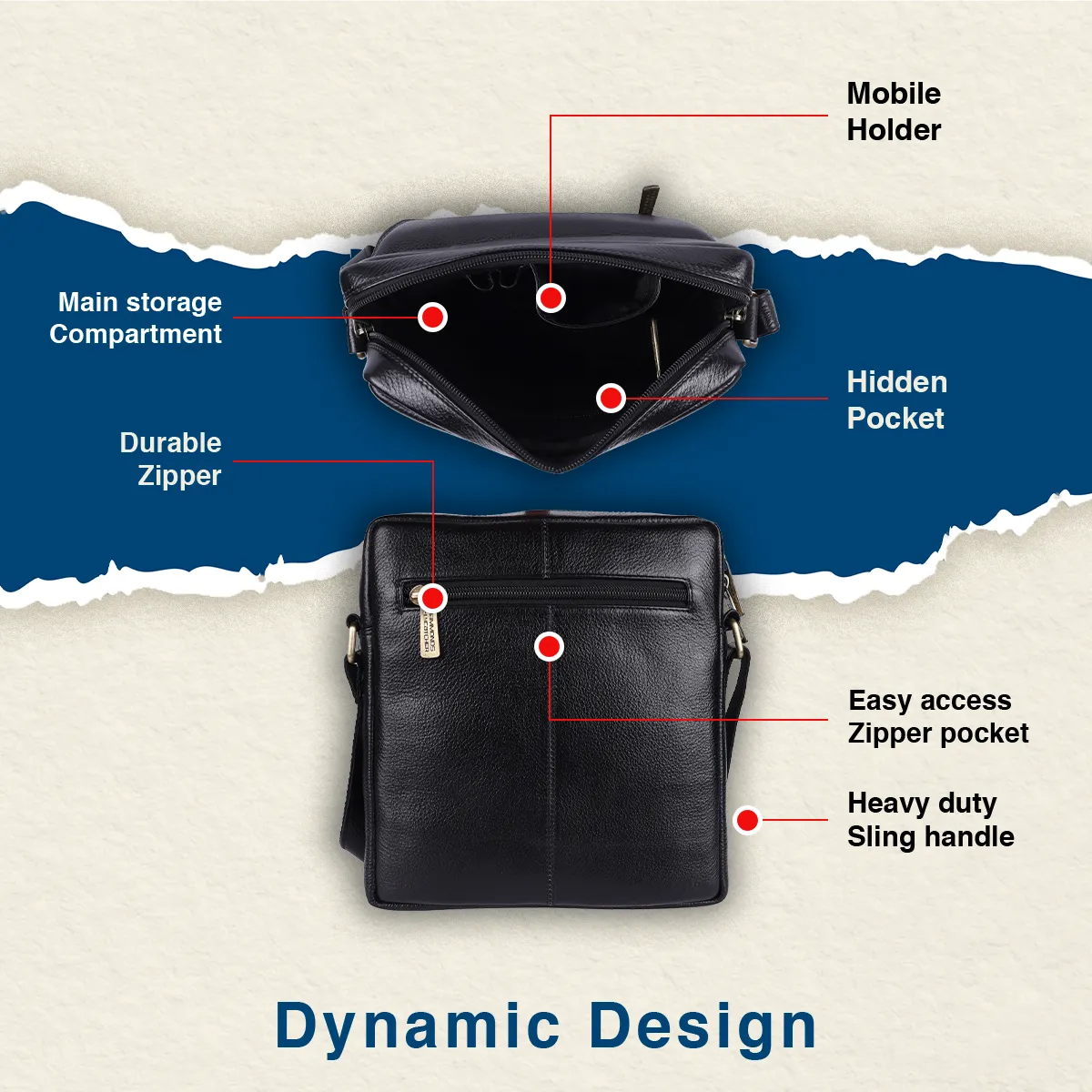 Genuine Leather Messenger Sling Bag For Men With 1 Year Warranty