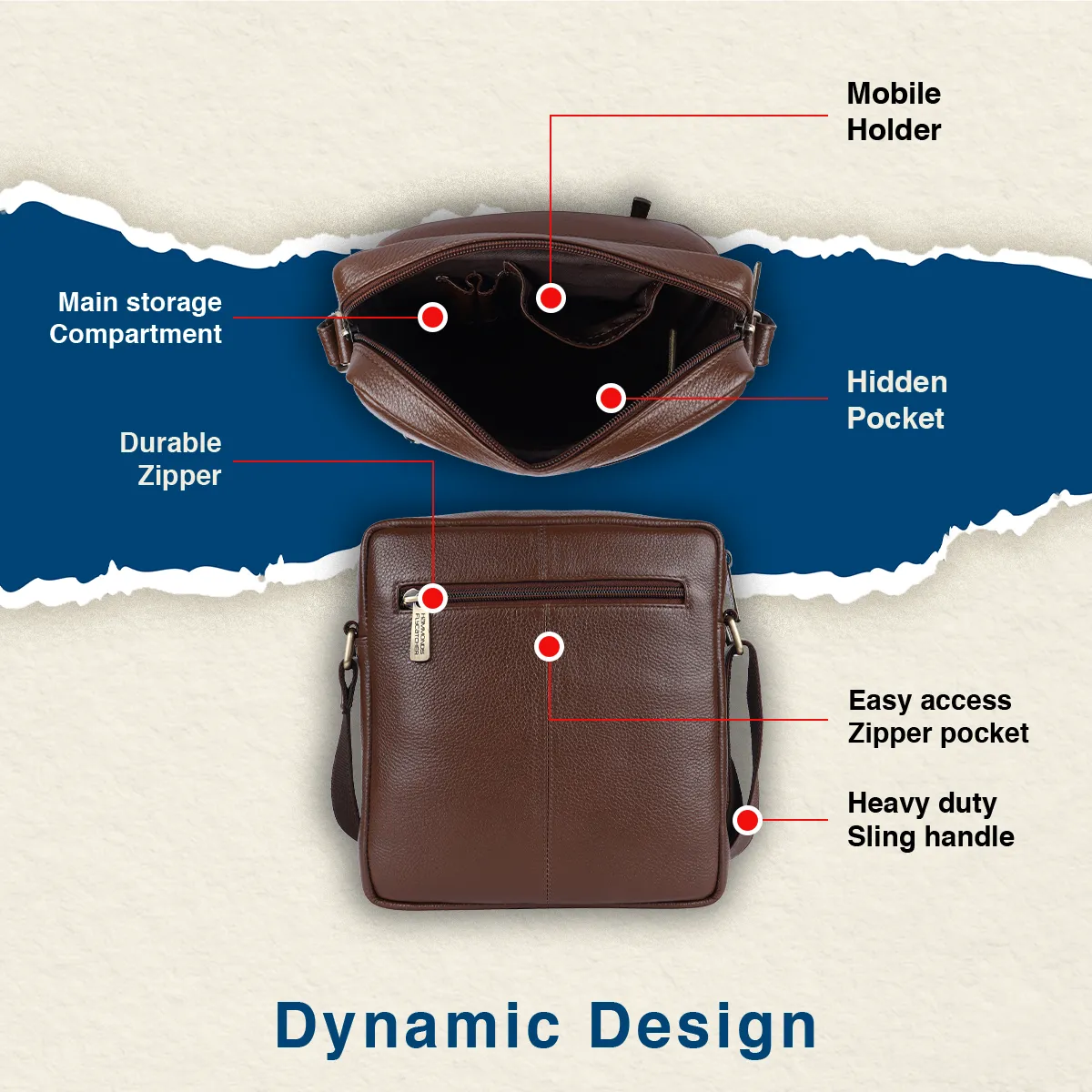 Genuine Leather Messenger Sling Bag For Men With 1 Year Warranty