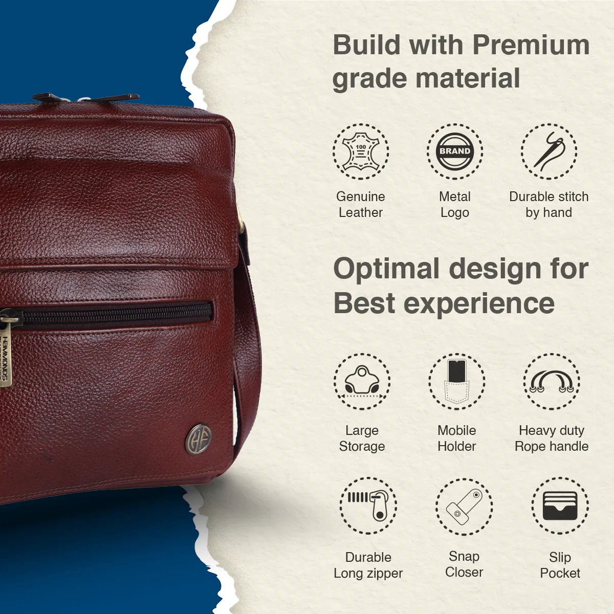 Genuine Leather Messenger Sling Bag For Men With 1 Year Warranty