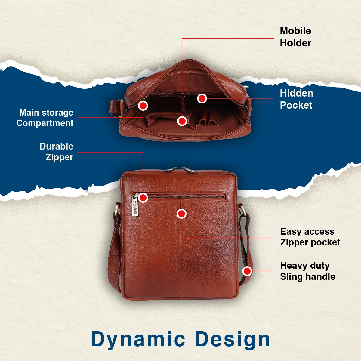 Genuine Leather Messenger Sling Bag For Men With 1 Year Warranty
