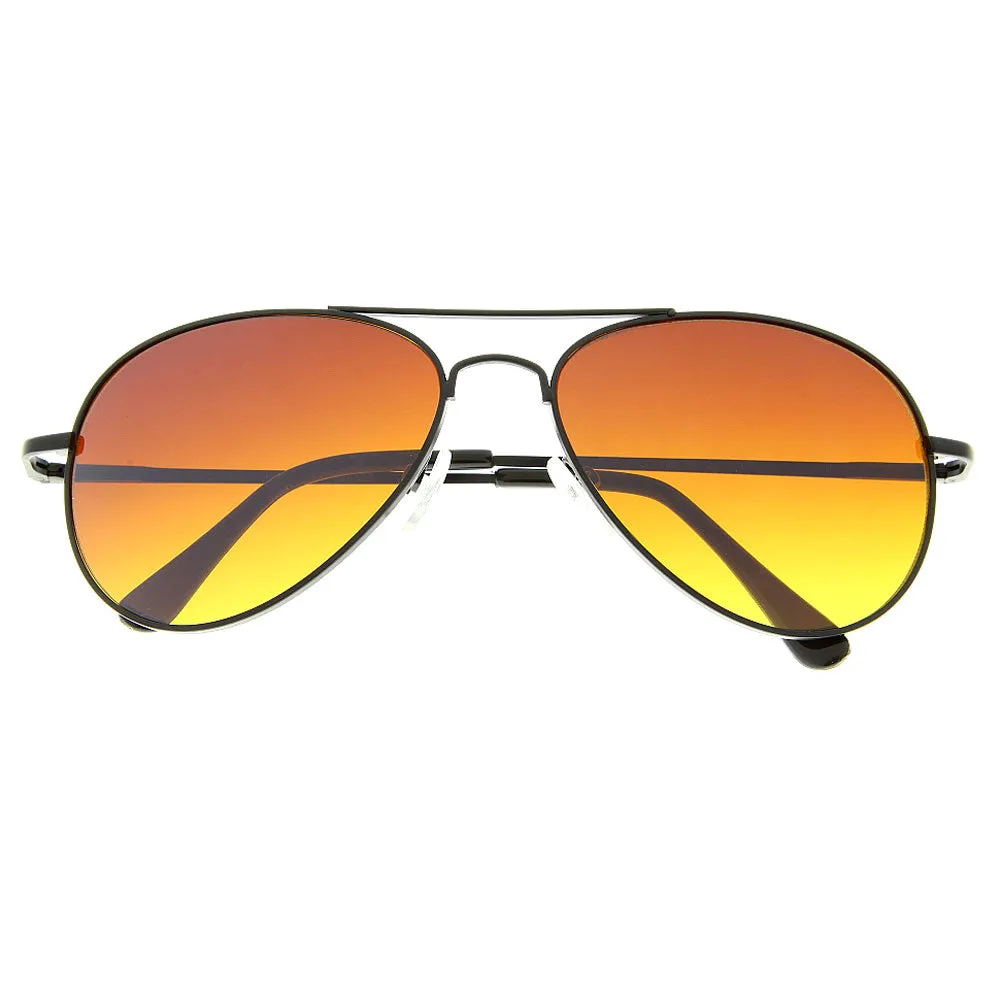 grinderPUNCH Aviator Style Sunglasses Bronze Color Metal Frame Men Women