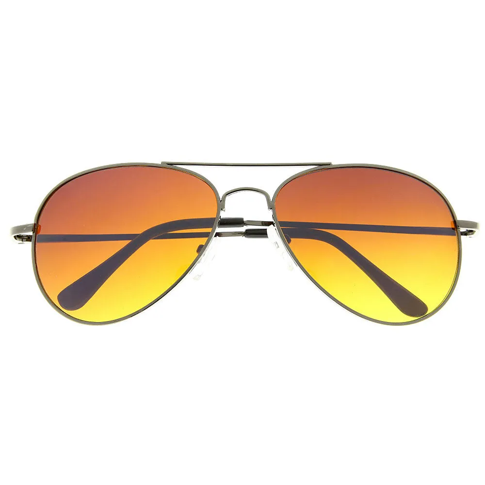 grinderPUNCH Aviator Style Sunglasses Bronze Color Metal Frame Men Women
