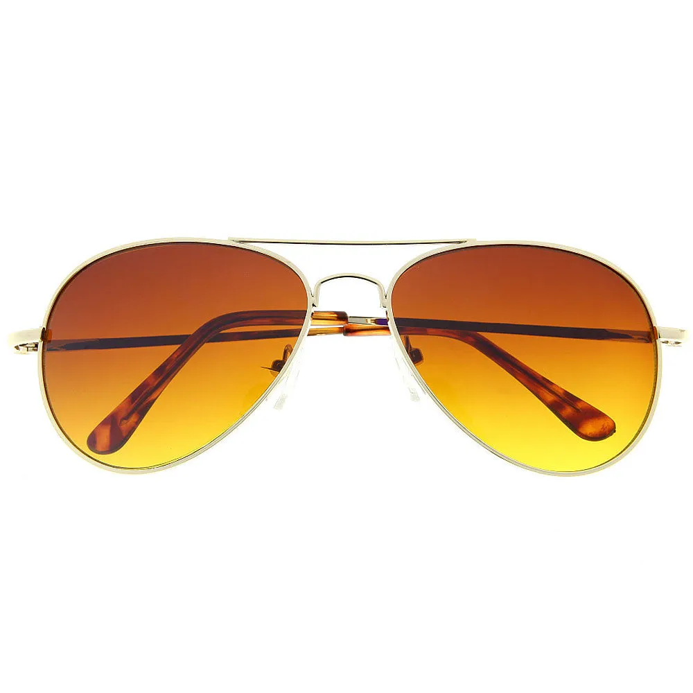 grinderPUNCH Aviator Style Sunglasses Bronze Color Metal Frame Men Women