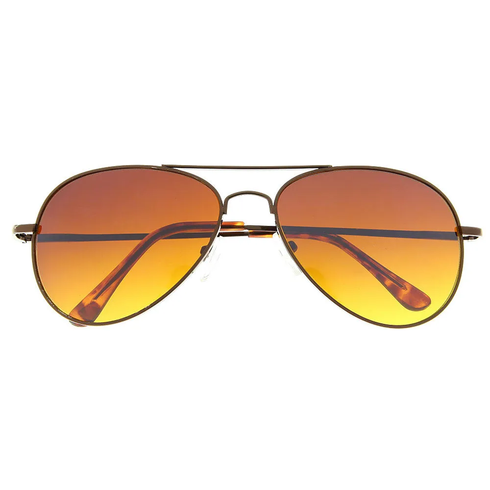 grinderPUNCH Aviator Style Sunglasses Bronze Color Metal Frame Men Women