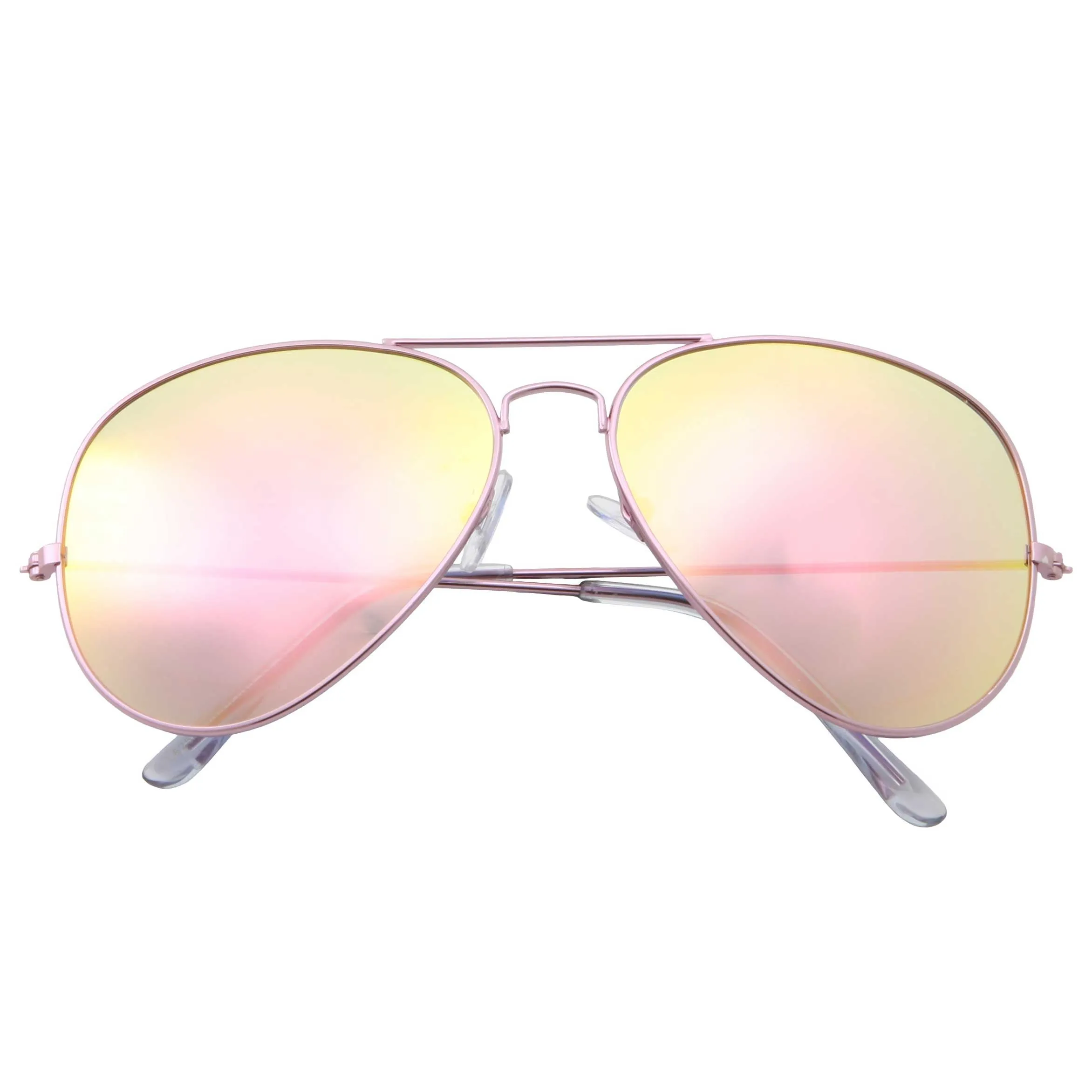 grinderPUNCH Large Flat Rose Colored Frame with Pink Gold Mirrored Lens Sunglasses