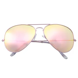grinderPUNCH Large Flat Rose Colored Frame with Pink Gold Mirrored Lens Sunglasses